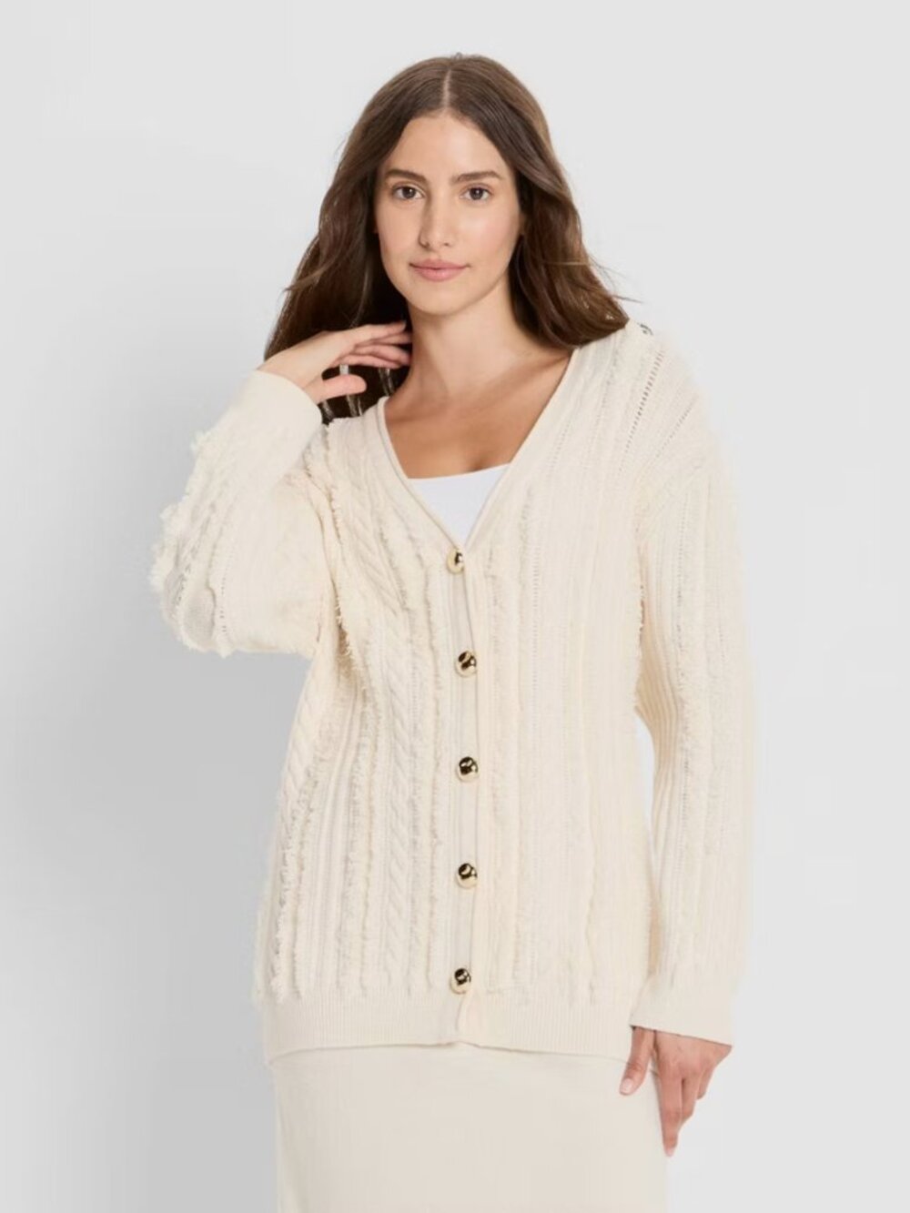 Women's Relaxed Cardigan Sweater - Future Collective Cream XXL